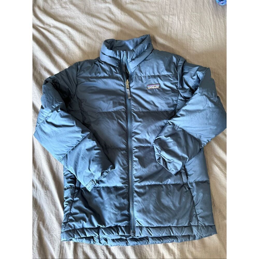 Patagonia Vintage Goose Down Blue Puffer Jacket Boys  Medium - Picture 2 of 13